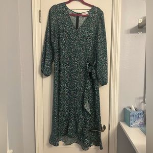 Loft Midi Ruffle Hem Dress, NWT, Size 14